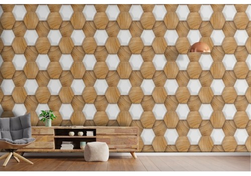 Geometric wood decoration wallpaper