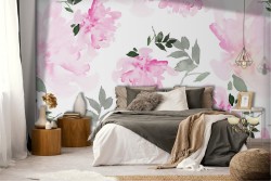 Refined nature pink flowers wallpaper pattern.