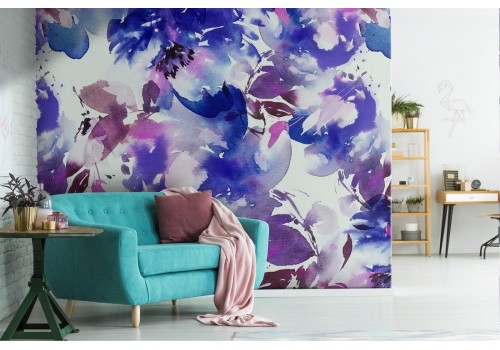 Blue flowers wallpaper abstract nature pattern.