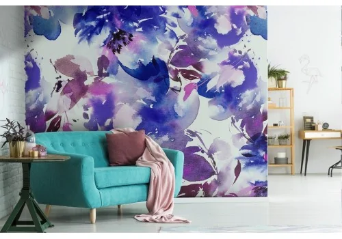 Blue flowers wallpaper abstract nature pattern.