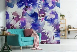 Carta da Parati fiori blu pattern natura astratta.