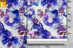 Blue flowers wallpaper abstract nature pattern.