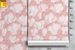 White flowers wallpaper pink background abstract pattern.