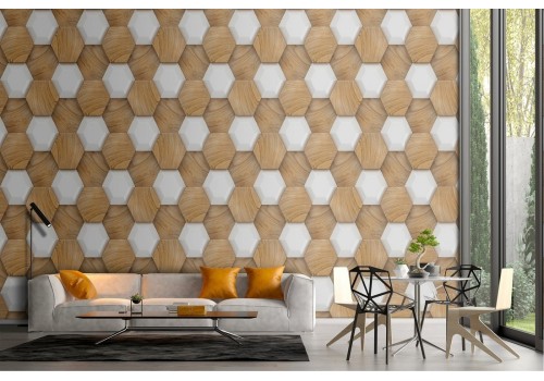Geometric wood decoration wallpaper 2