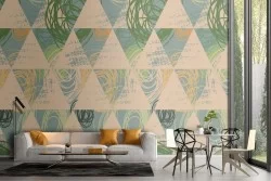 Modern geometric nature wallpaper decoration.