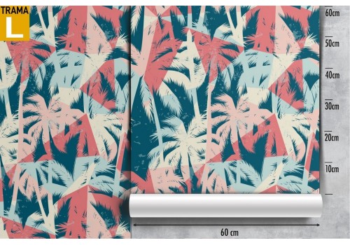 Wallpaper with stylized tropical leaves and trees pattern. 2
