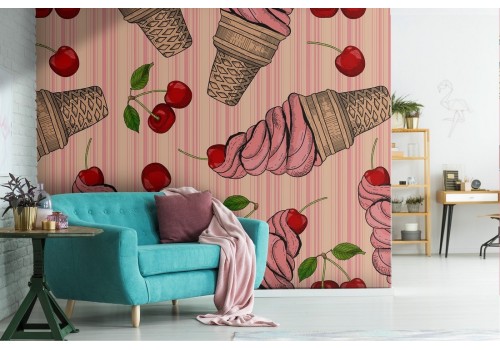 Carta da Parati decorazione gelati pattern bambini.