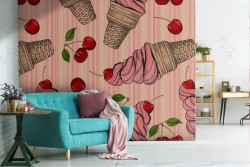 Carta da Parati decorazione gelati pattern bambini.