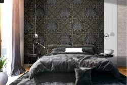 Damask glamour black vintage wallpaper.