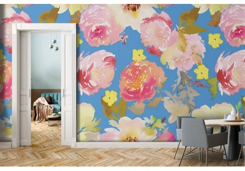 Wallpaper with modern design pattern of roses.