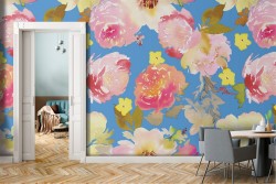 Wallpaper with modern rose design pattern nature.