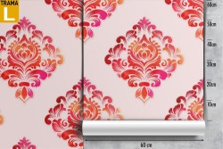 Red damask wallpaper vintage pattern.