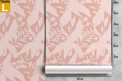 Carta da Parati foglie stilizzate pattern natura rosa.