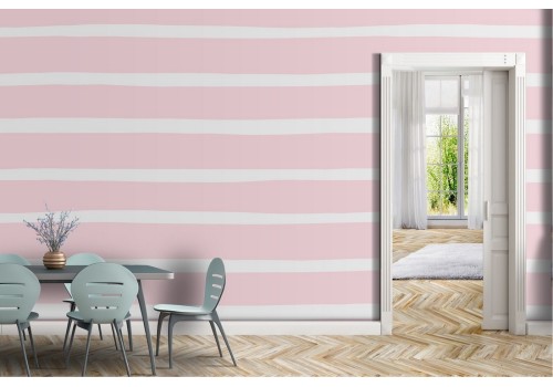 Modern pattern wallpaper with white and pink stripes.