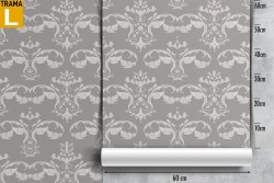 Carta da Parati pattern damasco vintage grigio.