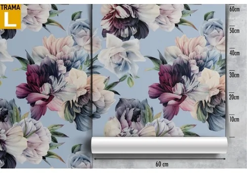 Carta da Parati fiori viola e bianchi pattern natura moderna. 2