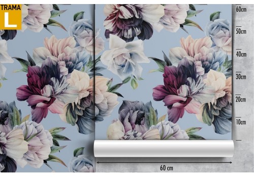 Purple and white flowers wallpaper modern nature pattern. 2