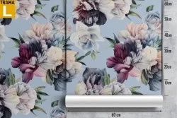 Carta da Parati fiori viola e bianchi pattern natura moderna.