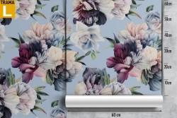 Purple and white flowers wallpaper modern nature pattern.