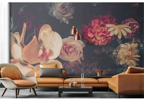 Carta da Parati fiori rosa e rossi vintage 2