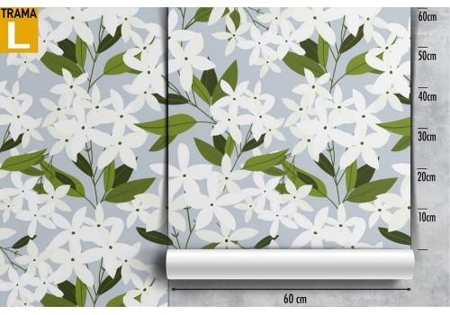 Refined white flowers wallpaper nature pattern. 2