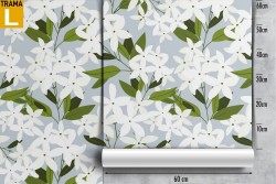 Carta da Parati raffinati fiori bianchi pattern natura.