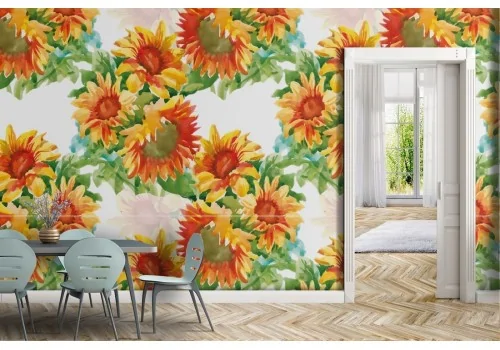 Carta da Parati girasoli natura pattern moderno.