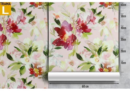 Red flowers wallpaper modern sophisticated pattern. 2