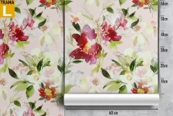 Red flowers wallpaper modern sophisticated pattern.