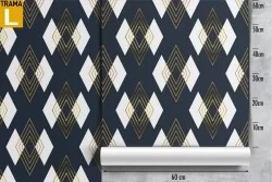 Geometric diamond pattern wallpaper.