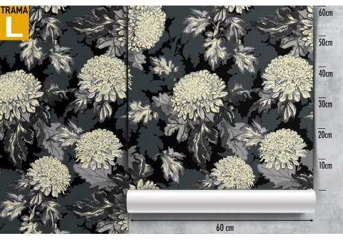 White flowers wallpaper on black vintage nature background. 2