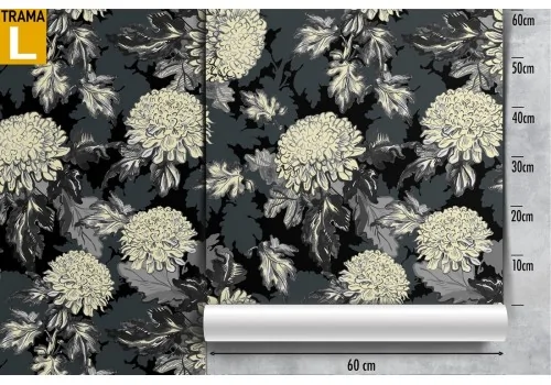 White flowers wallpaper on black vintage nature background. 2