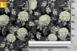 White flowers wallpaper on black vintage nature background.