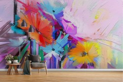Carta da Parati illustrazione fiori astratti