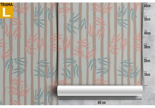Wallpaper with stylized leaves and stripes modern design. 2