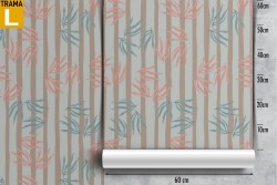 Wallpaper with stylized leaves and stripes modern design.