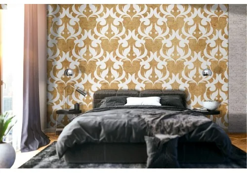 Vintage damask gold wallpaper pattern.