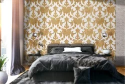 Vintage gold damask wallpaper pattern.