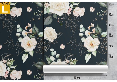 White roses vintage pattern wallpaper. 2
