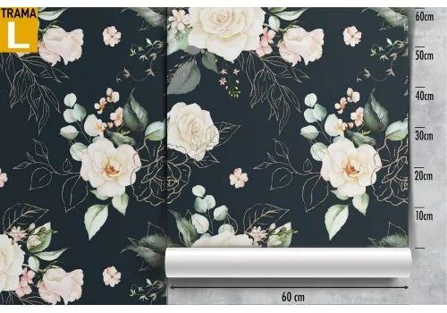White roses vintage pattern wallpaper. 2