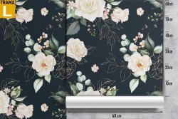 White roses vintage pattern wallpaper.