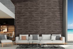 Wallpaper with brick effect pattern surface.
