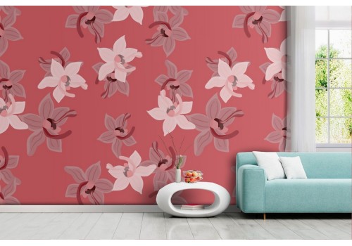 White flowers wallpaper red pattern nature.