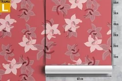 Carta da Parati fiori bianchi pattern rosso natura.