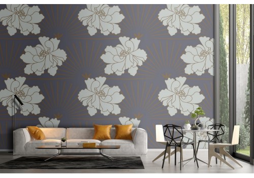 White flowers wallpaper modern nature pattern.