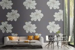 White flowers wallpaper modern nature pattern.