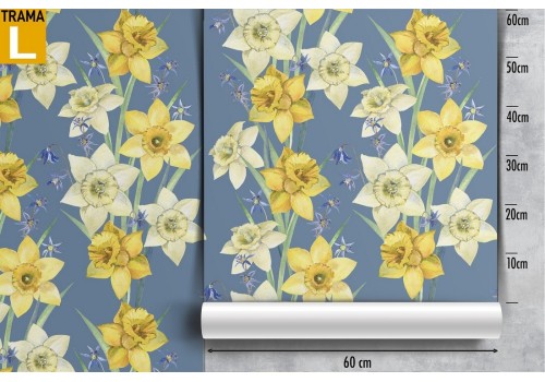 Wallpaper with white and yellow flowers modern pattern. 2
