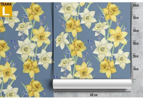 Wallpaper with white and yellow flowers modern pattern. 2