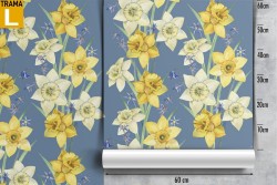 Carta da Parati fiori bianchi e gialli pattern moderno.