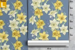 Carta da Parati fiori bianchi e gialli pattern moderno.